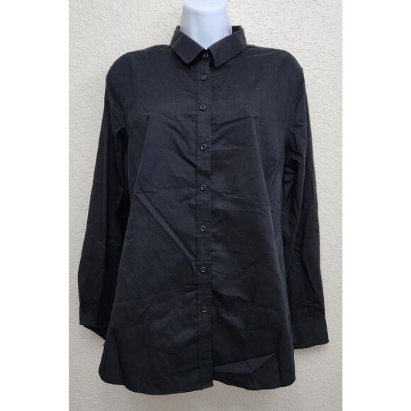 Port Authority Black Button Up Collard Long Sleeves Large Lightweight Soft - Picture 1 of 5